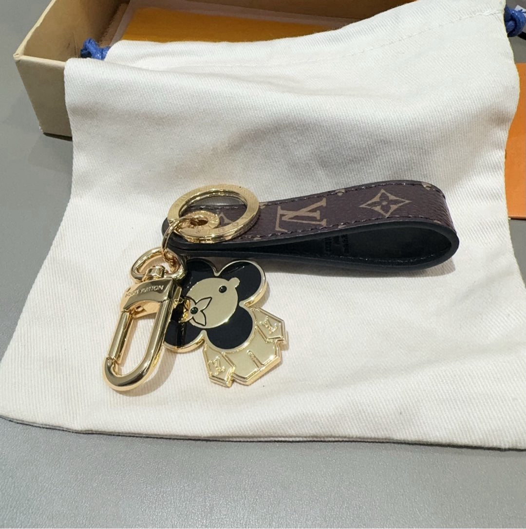 LOUIS VUITTON Canvas Metal Bag Charm Keychain