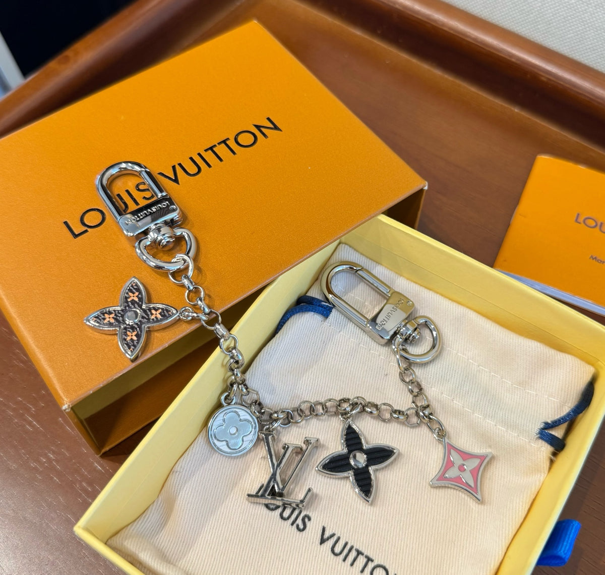 LOUIS VUITTON Canvas Flower Bag Charm Keychain