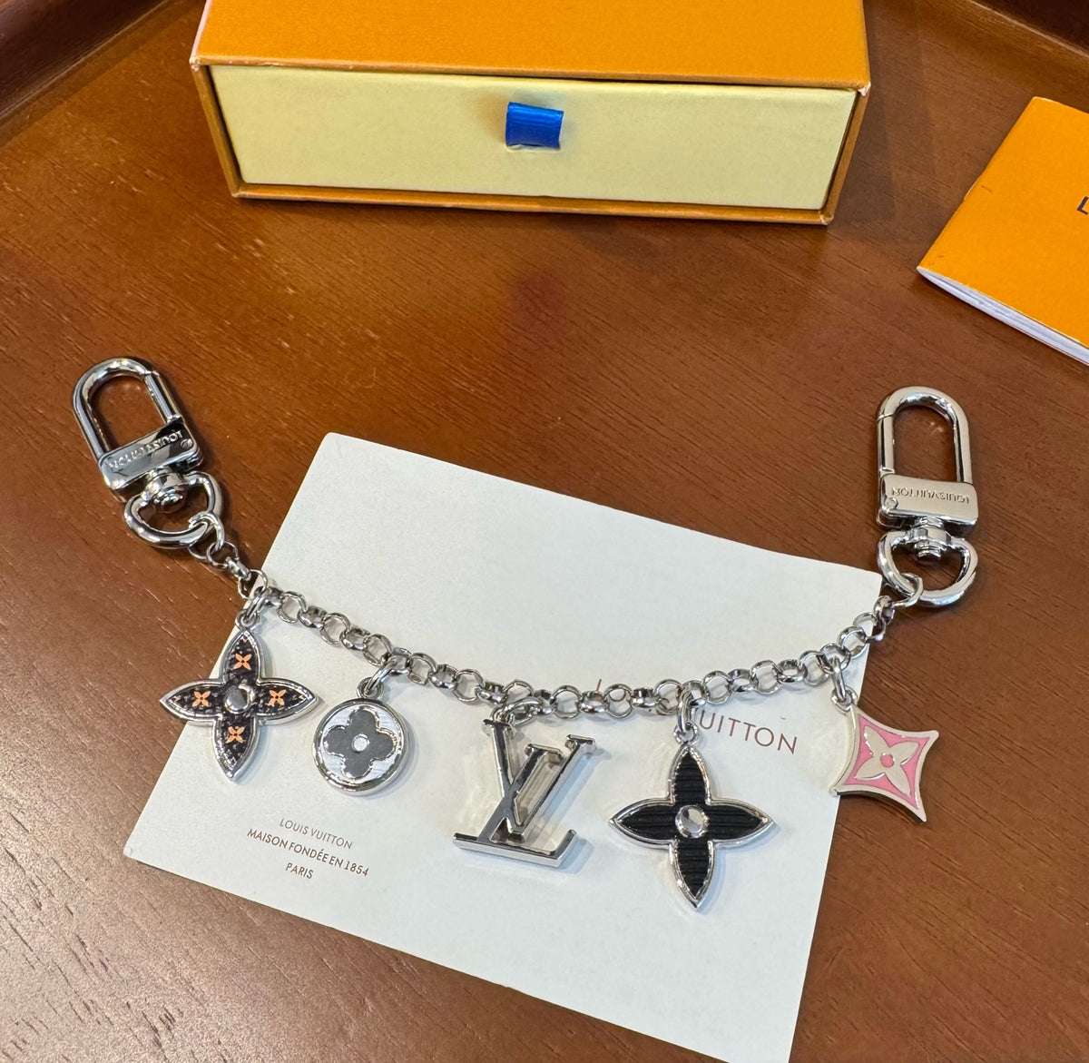 LOUIS VUITTON Canvas Flower Bag Charm Keychain