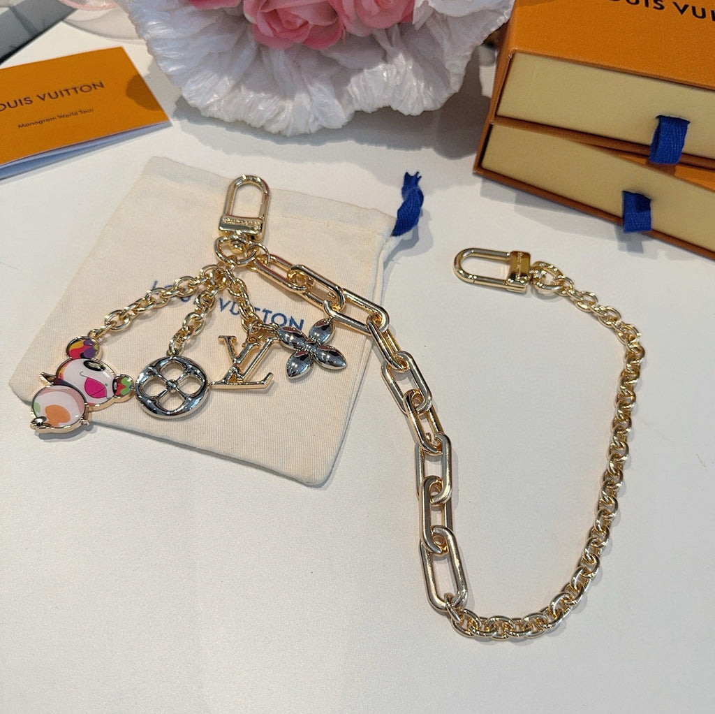 LOUIS VUITTON Canvas Metal Bag Charm Keychain