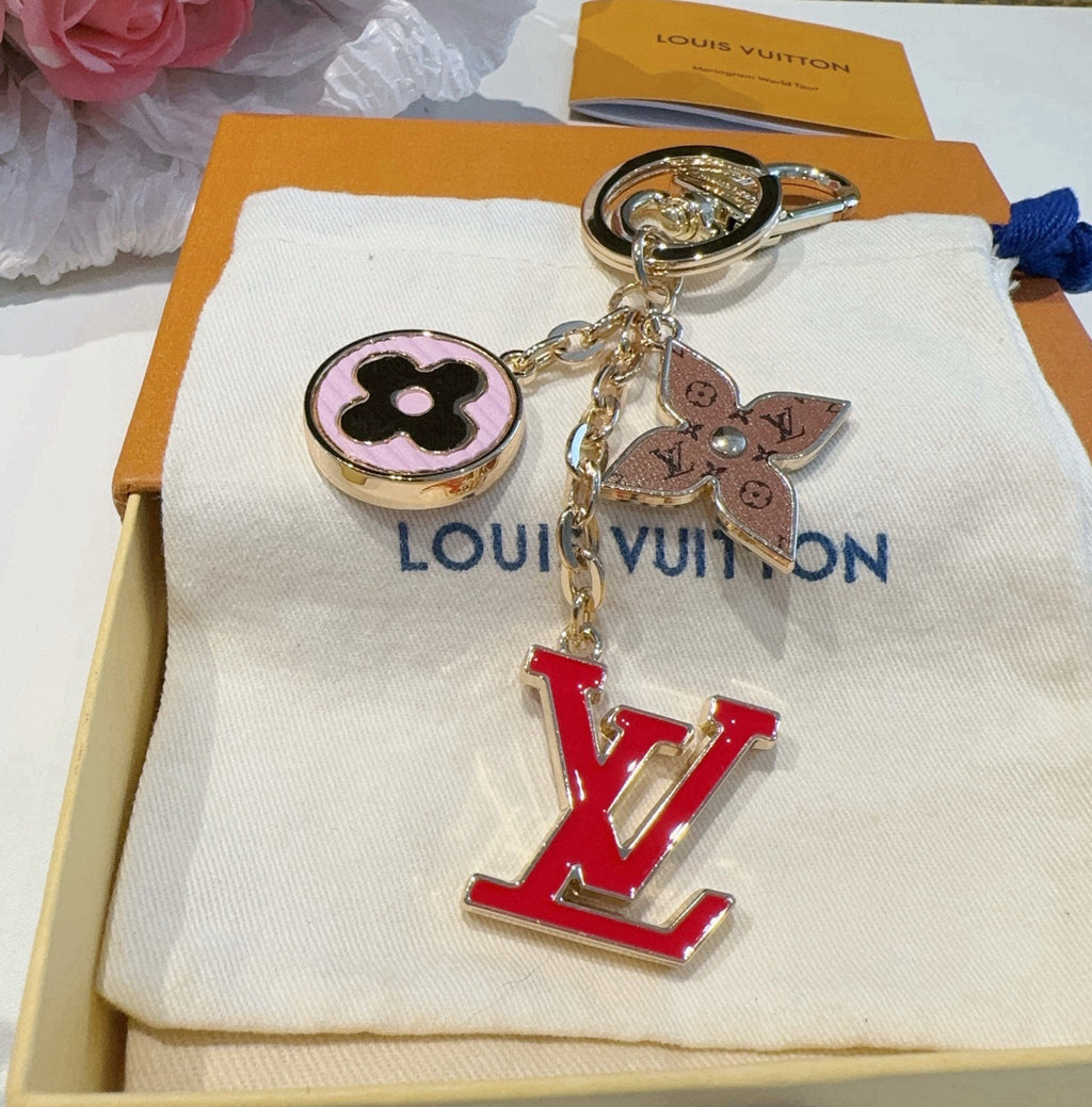 LOUIS VUITTON Canvas Flower Bag Charm Keychain