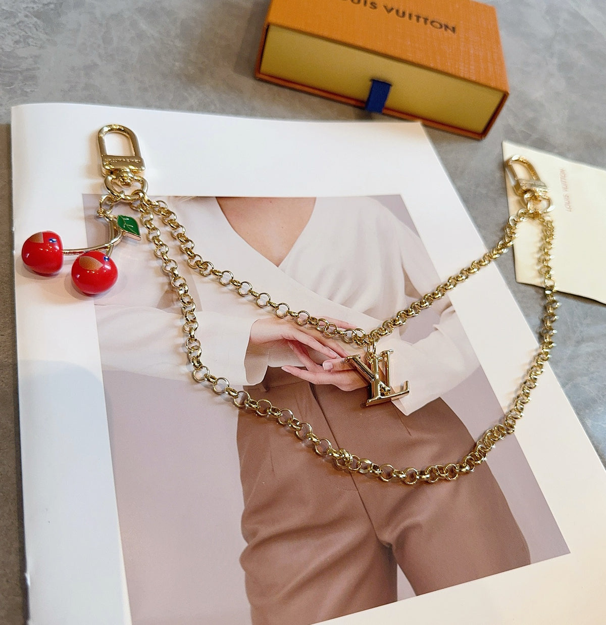 LOUIS VUITTON Logo Bag Charm Keychain