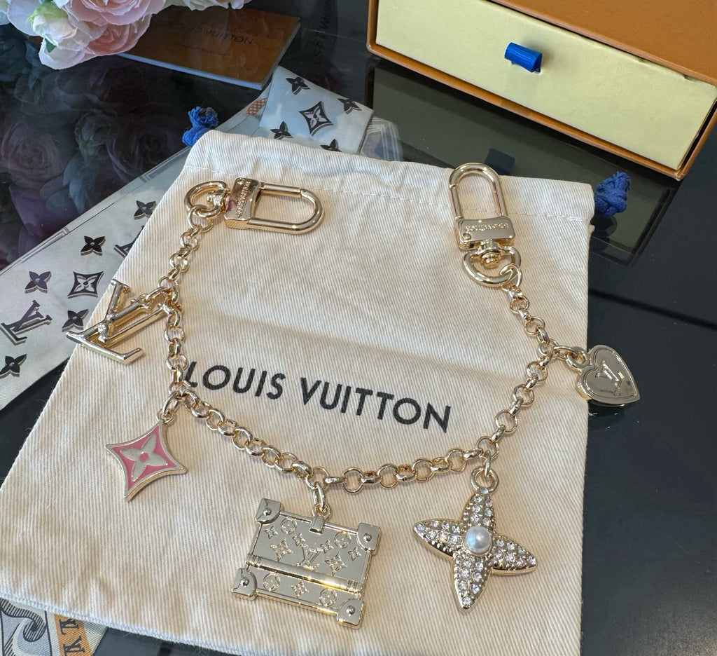 LOUIS VUITTON Canvas Cherry Blossom Bag Charm Keychain