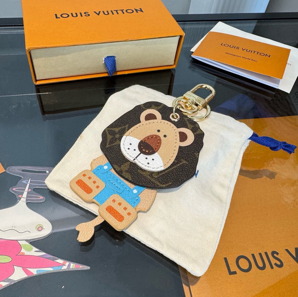 LOUIS VUITTON Canvas Metal Bag Charm Keychain