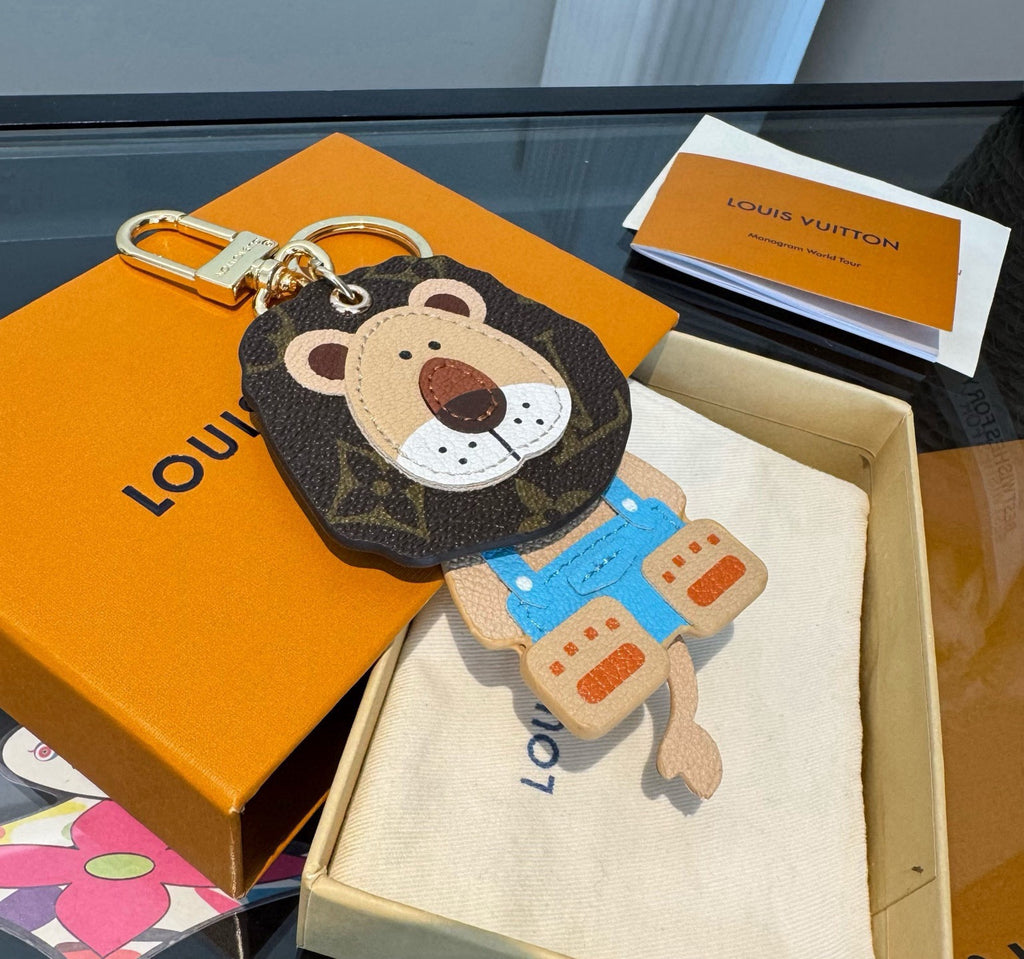 LOUIS VUITTON Canvas Metal Bag Charm Keychain