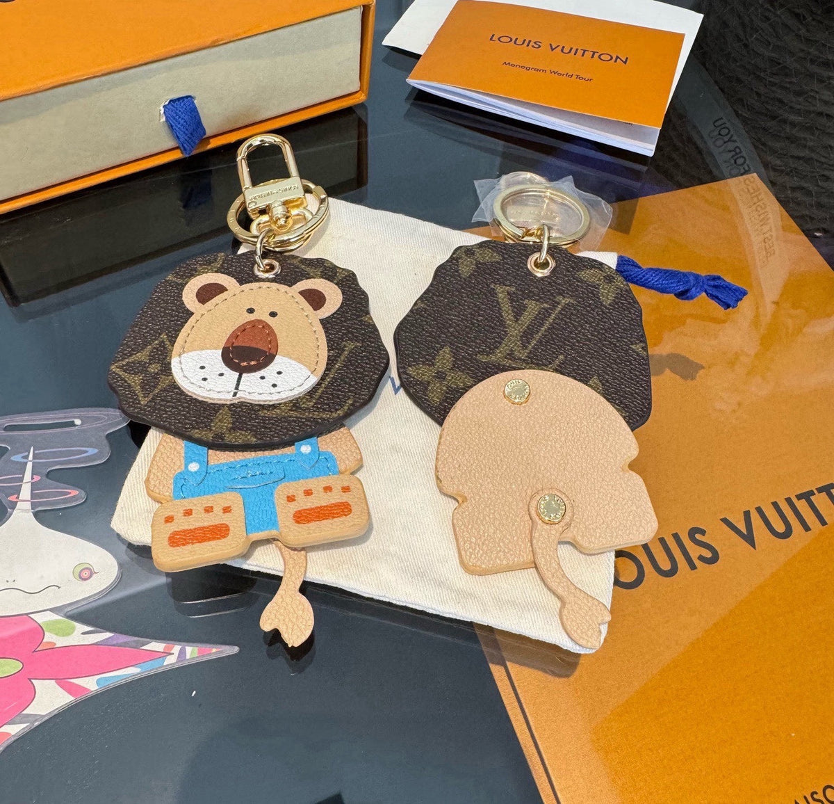 LOUIS VUITTON Canvas Metal Bag Charm Keychain