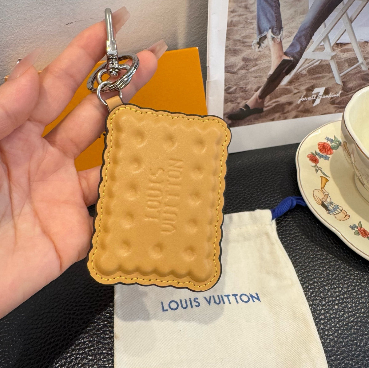 LOUIS VUITTON Canvas Logo Bag Charm Keychain