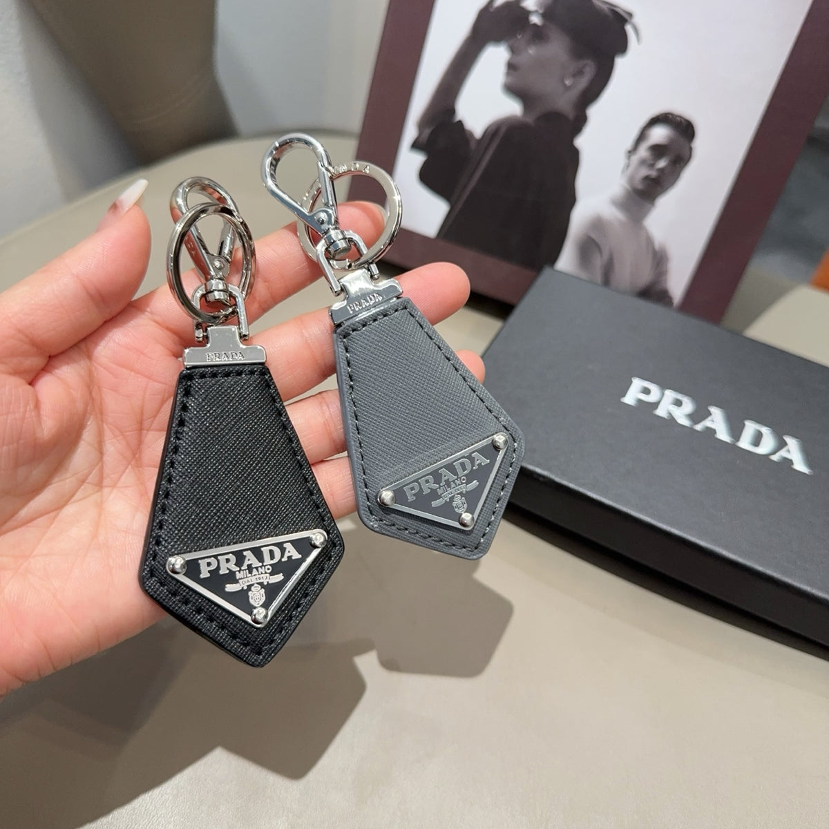 PRADA Logo Bag Charm Keychain