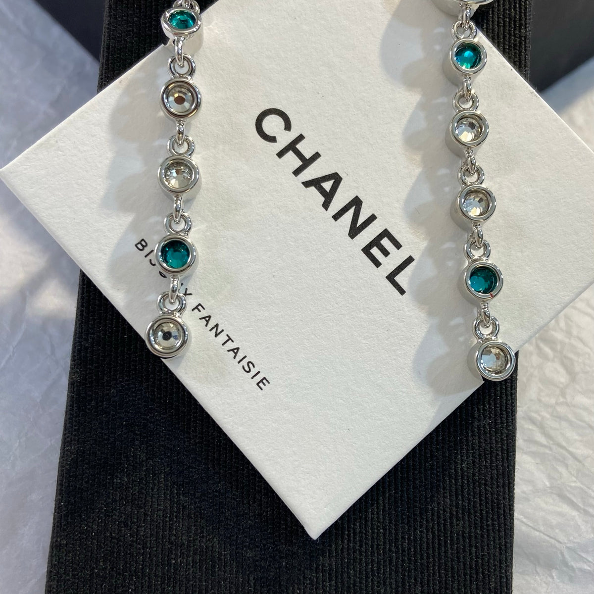 CHANEL Crystal Enamel Tassel Earrings