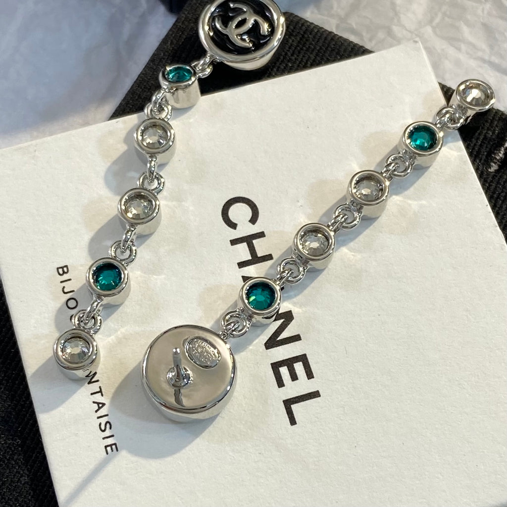 CHANEL Crystal Enamel Tassel Earrings