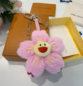 LOUIS VUITTON Leather Metal Bag Charm Keychain