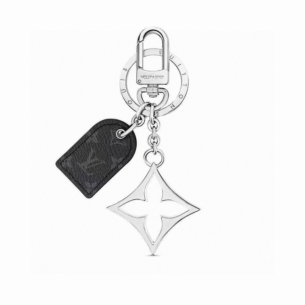 LOUIS VUITTON Leather Canvas Bag Charm Keychain