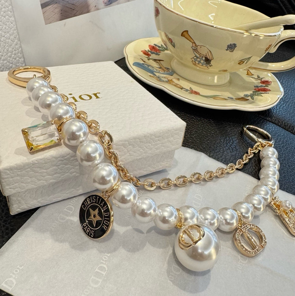 DIOR Pearl Bag Charm Keychain
