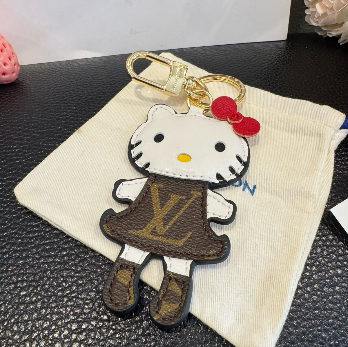 LOUIS VUITTON Metal Logo Bag Charm Keychain