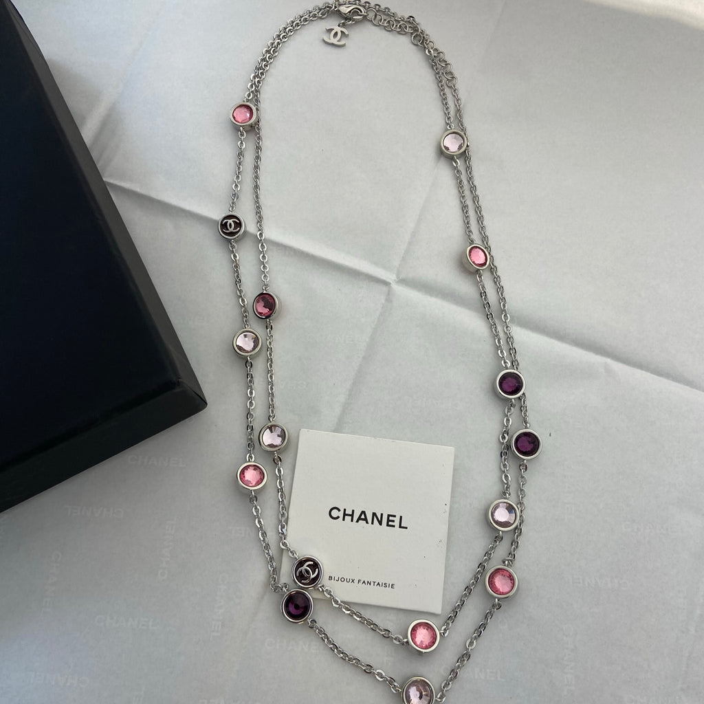 CHANEL Crystal Enamel Tassel Earrings