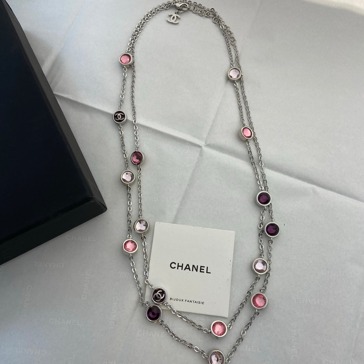 CHANEL Crystal Enamel Tassel Earrings