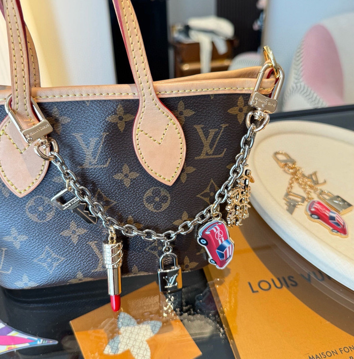 LOUIS VUITTON Logo Bag Charm Keychain