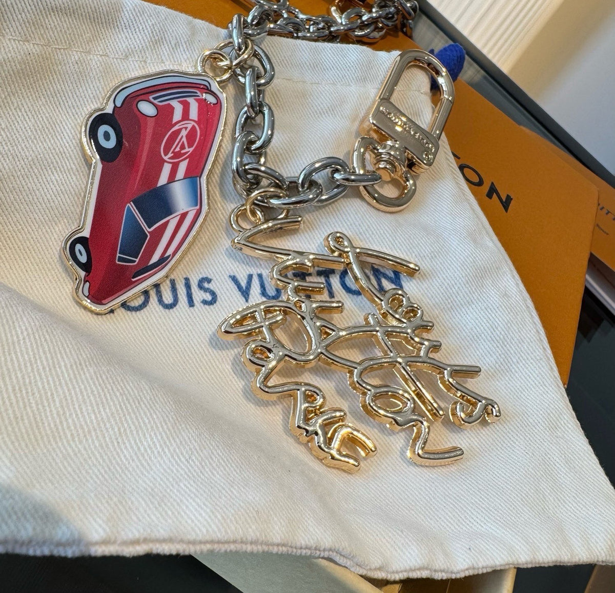LOUIS VUITTON Logo Bag Charm Keychain