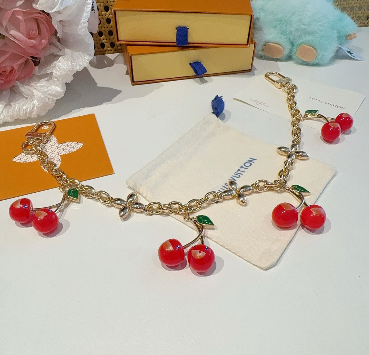 LOUIS VUITTON Logo Bag Charm Keychain