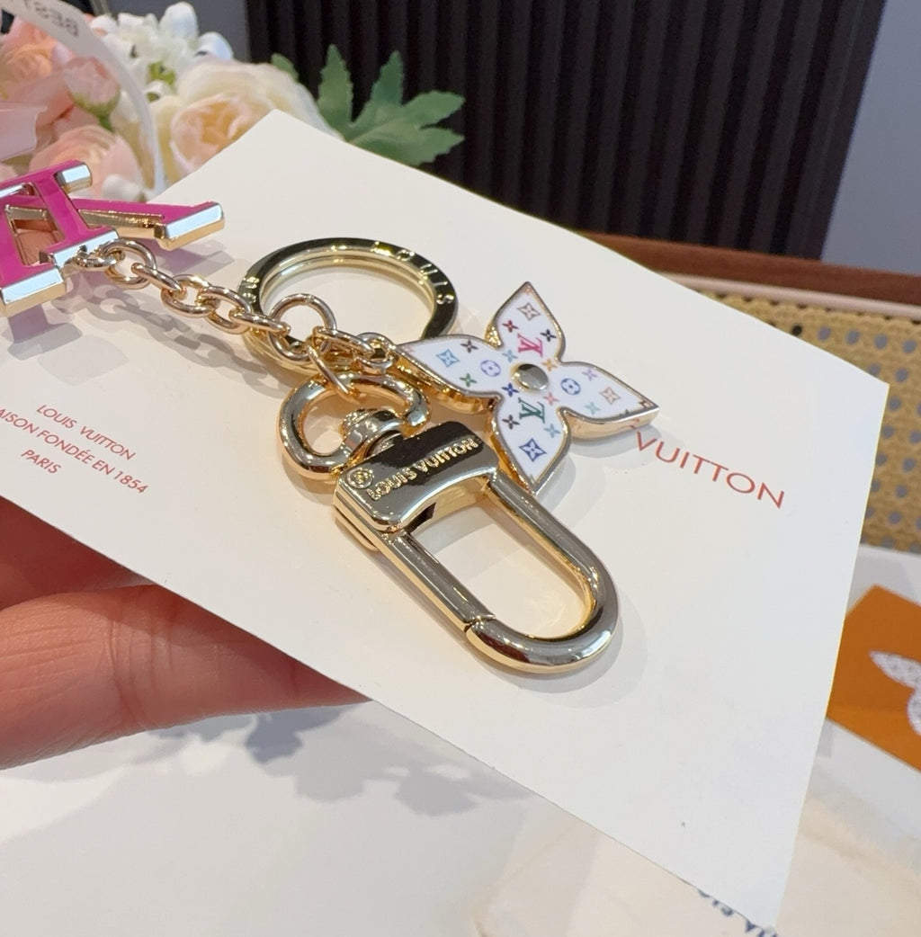 LOUIS VUITTON Canvas Metal Bag Charm Keychain