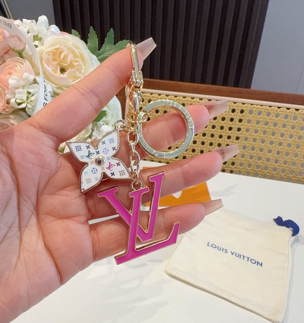LOUIS VUITTON Canvas Metal Bag Charm Keychain