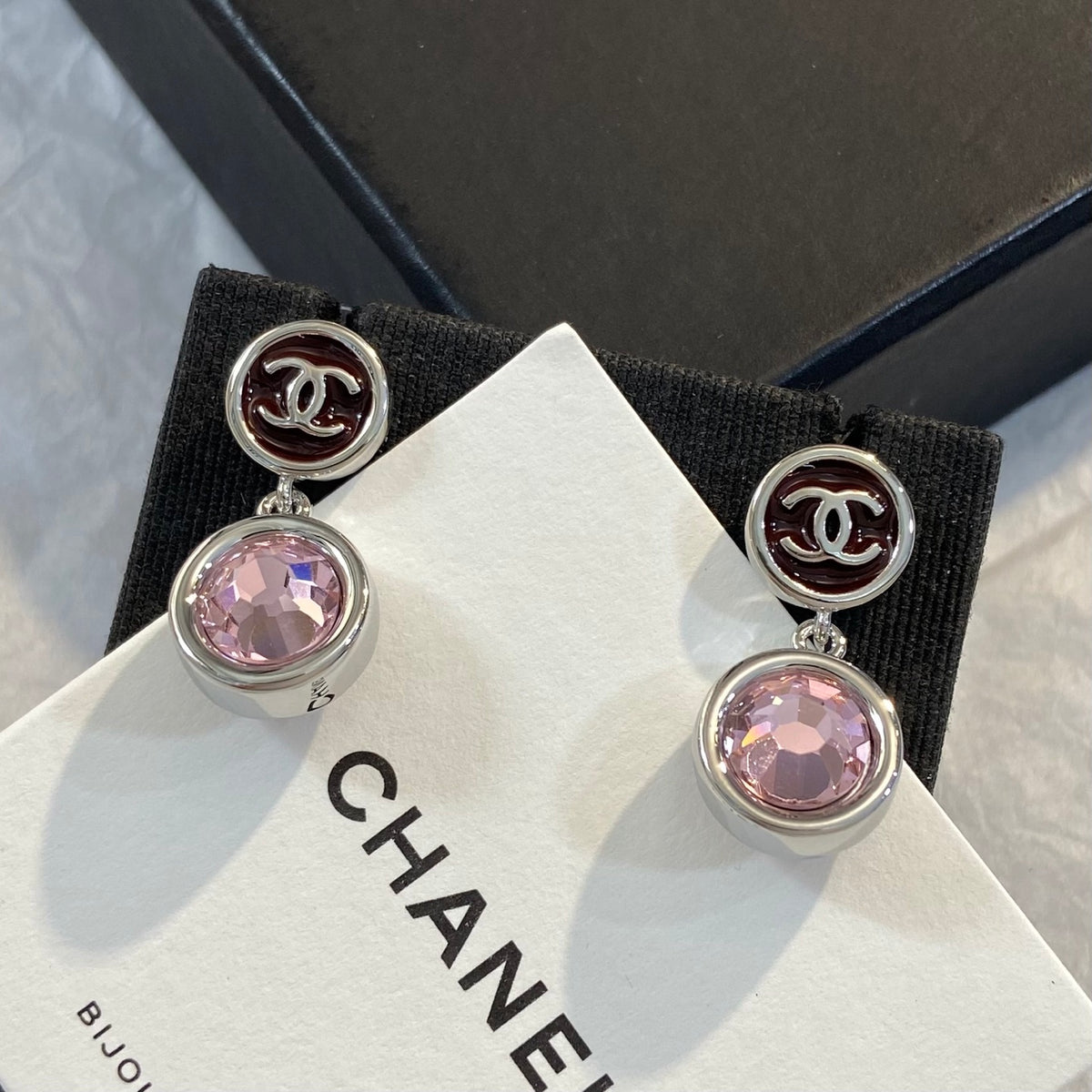 CHANEL Crystal Enamel Earrings