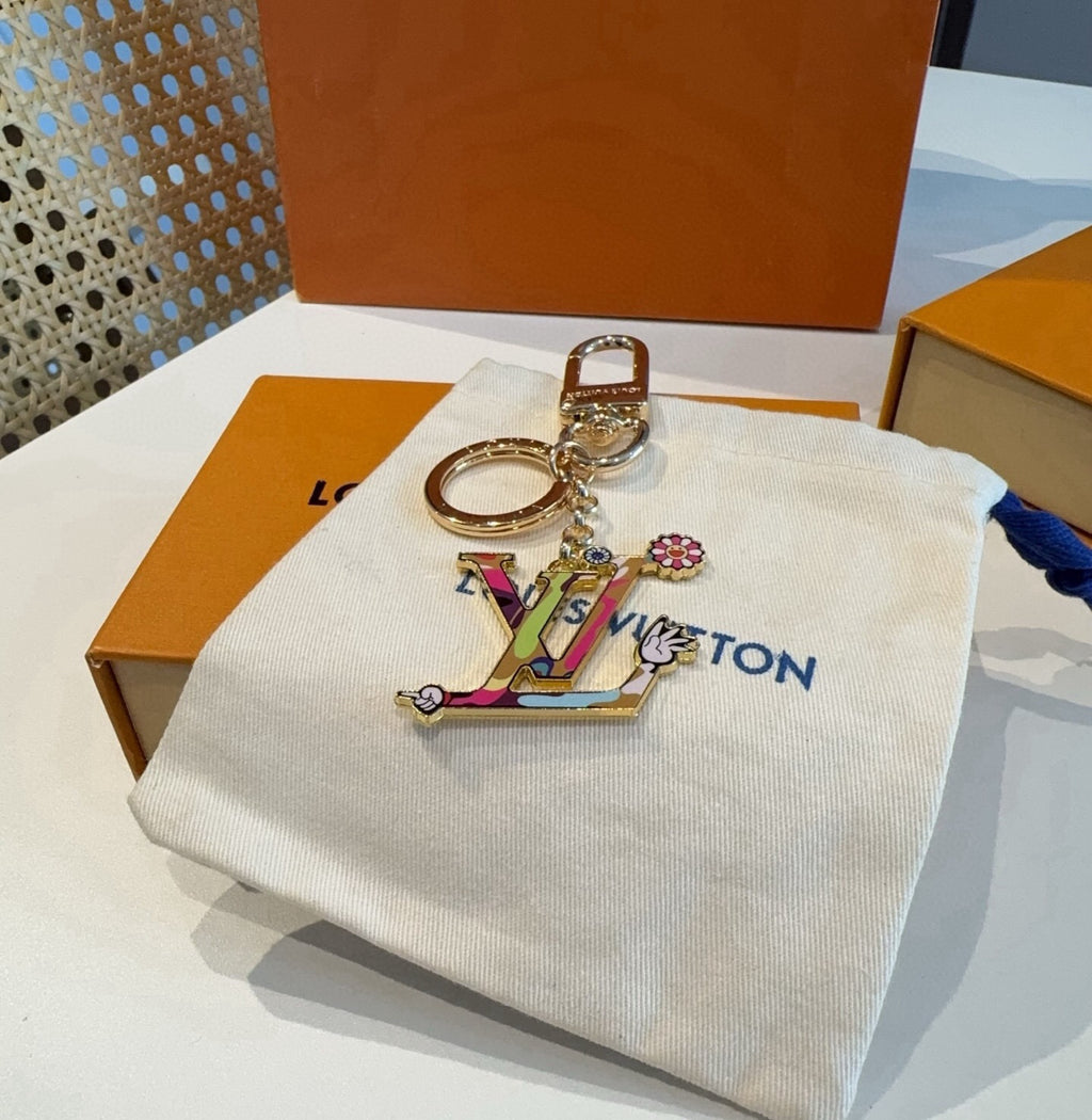 LOUIS VUITTON M02468 Brass Flower Bag Charm Keychain