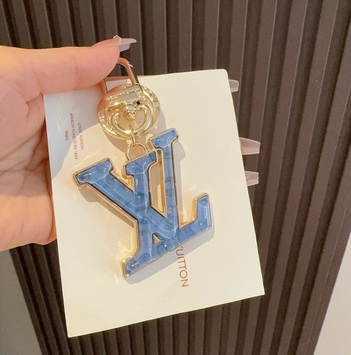LOUIS VUITTON Metal Logo Bag Charm Keychain