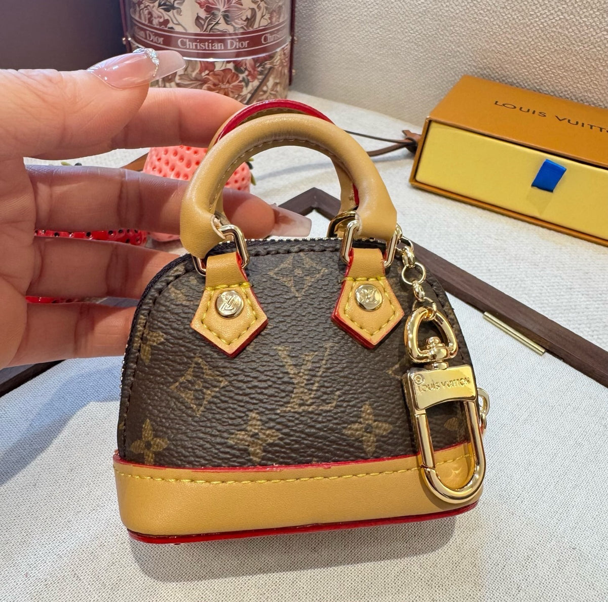 LOUIS VUITTON Canvas Metal Mini Bag Bag Charm