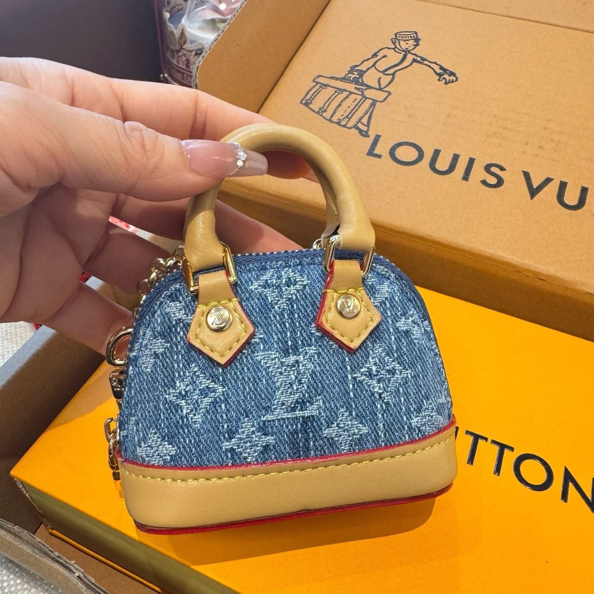 LOUIS VUITTON Canvas Metal Mini Bag Bag Charm