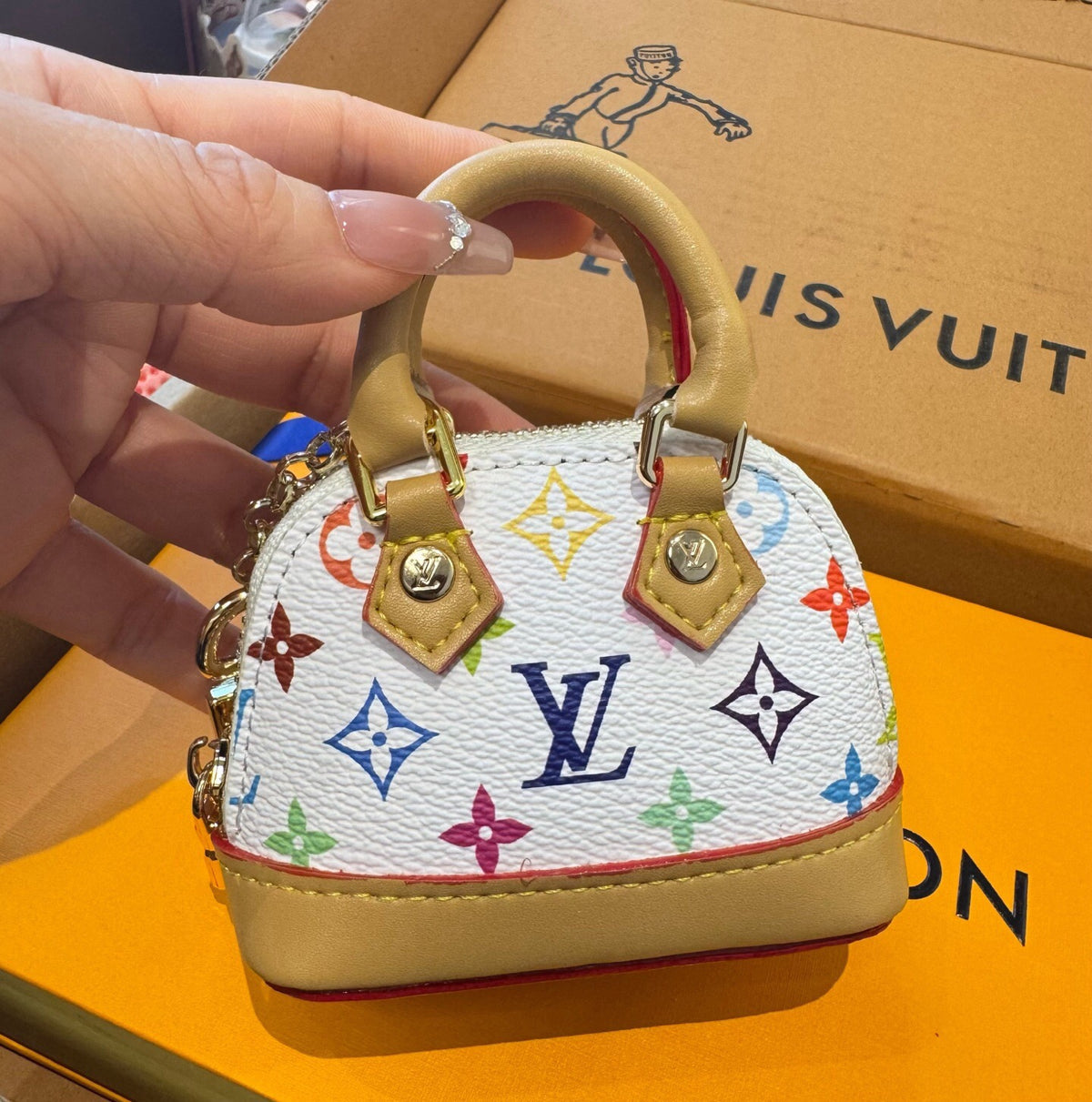 LOUIS VUITTON Canvas Metal Mini Bag Bag Charm
