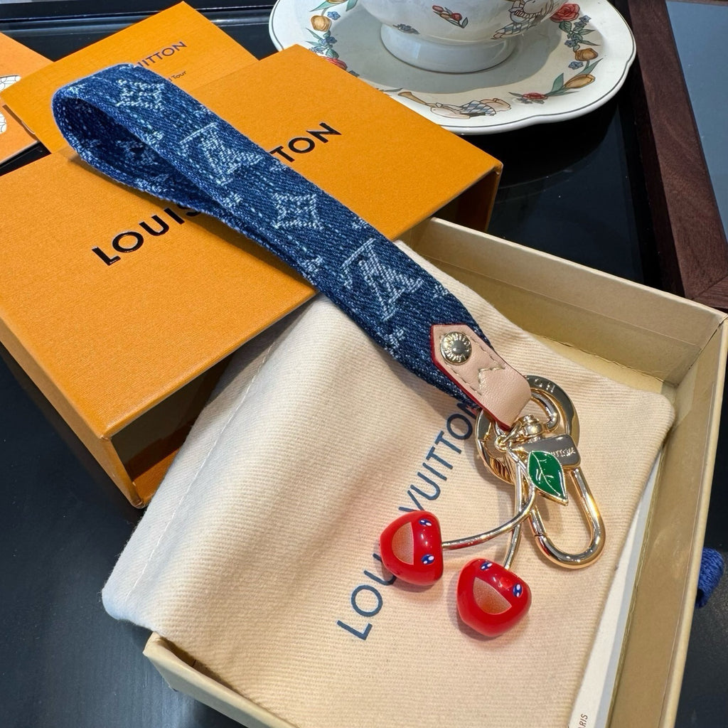 LOUIS VUITTON Canvas Denim Bag Charm Keychain