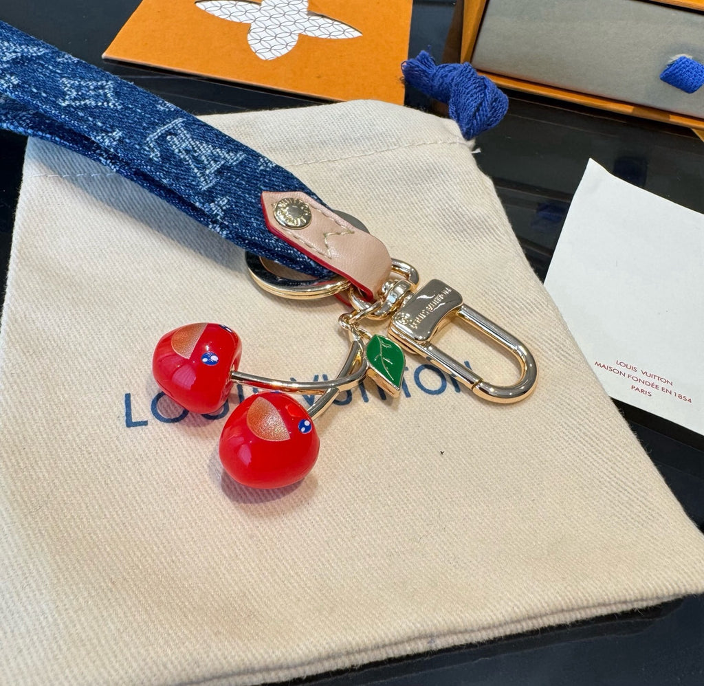 LOUIS VUITTON Canvas Denim Bag Charm Keychain