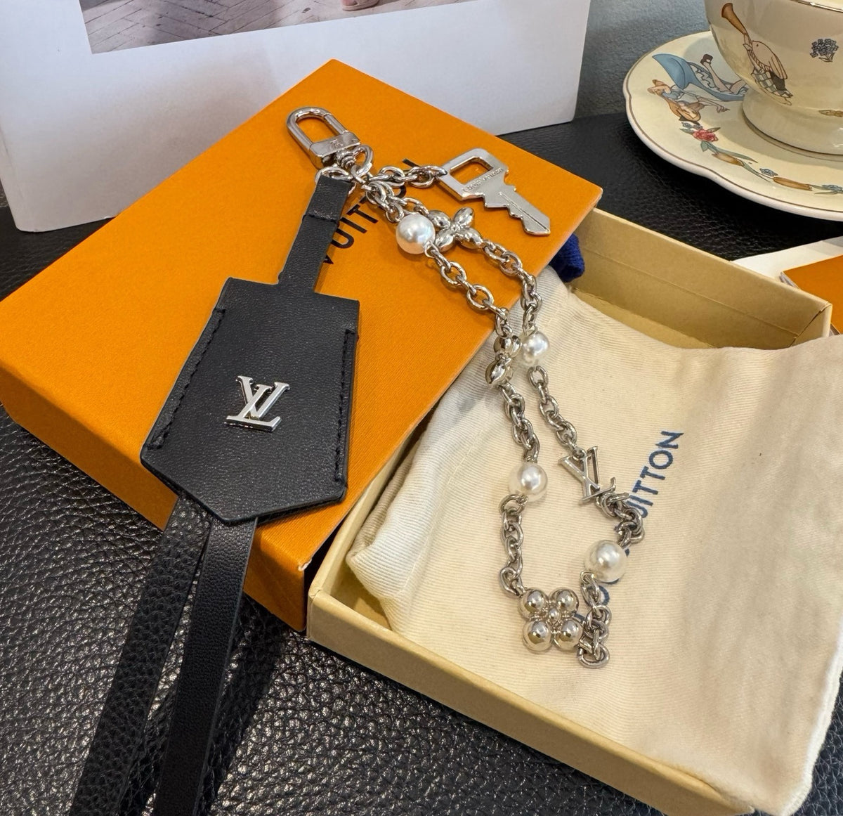 LOUIS VUITTON Logo Bag Charm Keychain