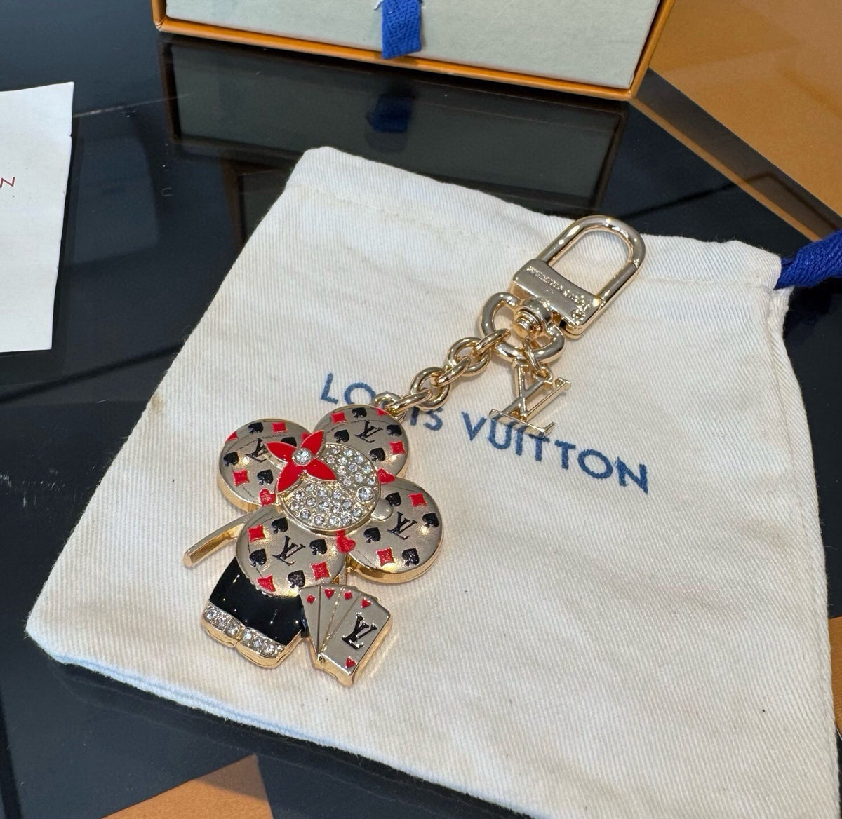 LOUIS VUITTON Canvas Flower Bag Charm Keychain