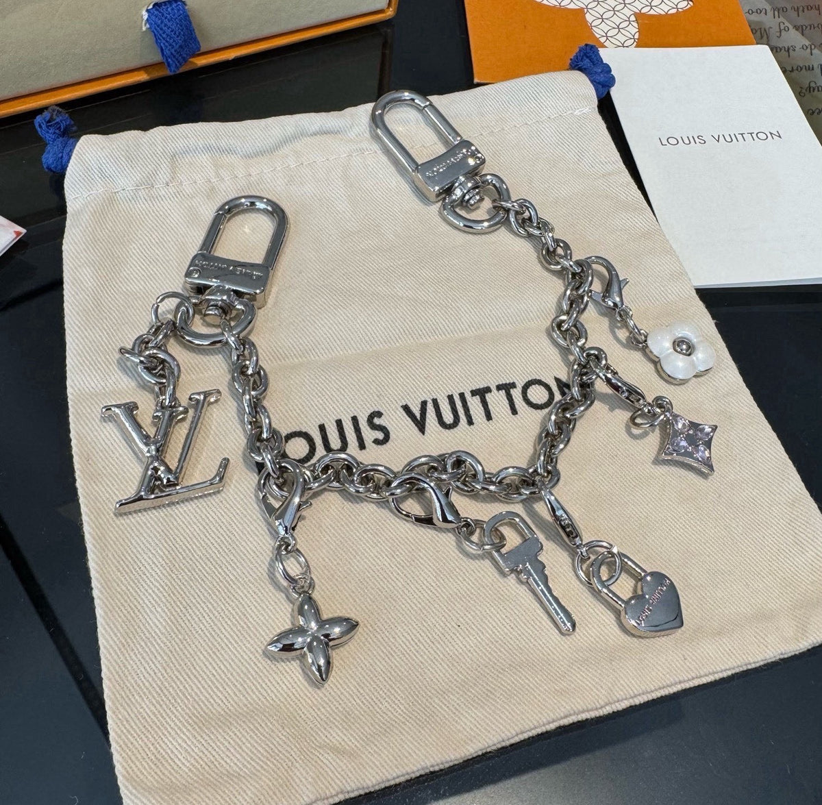 LOUIS VUITTON Canvas Cherry Blossom Bag Charm Keychain