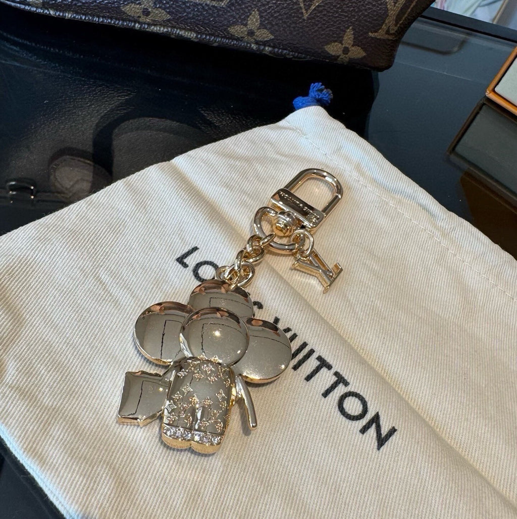 LOUIS VUITTON Canvas Flower Bag Charm Keychain