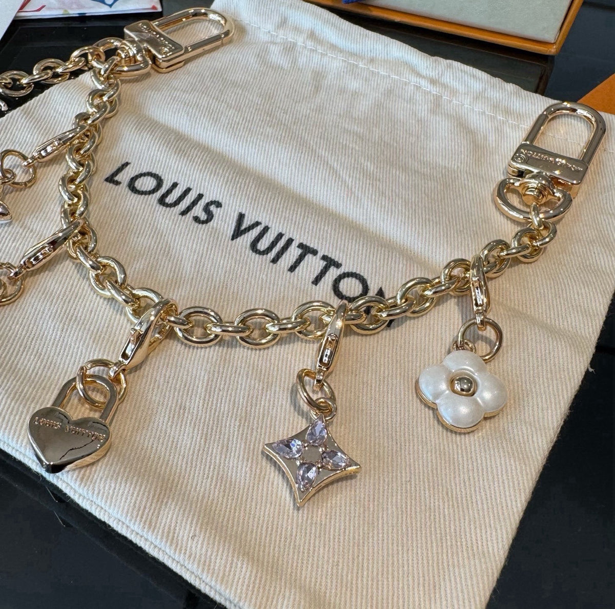 LOUIS VUITTON Canvas Cherry Blossom Bag Charm Keychain