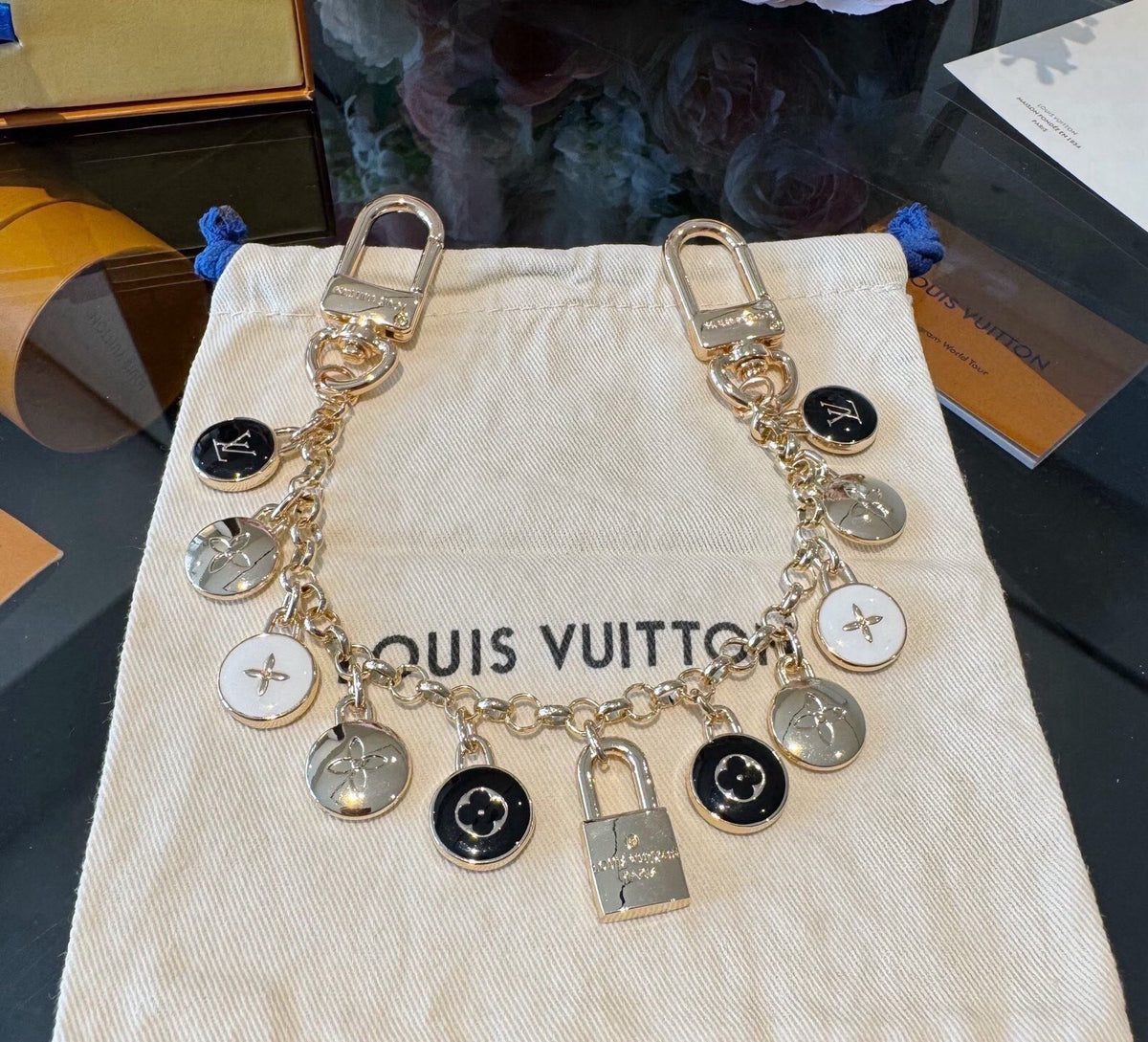 LOUIS VUITTON Metal Bag Charm Keychain