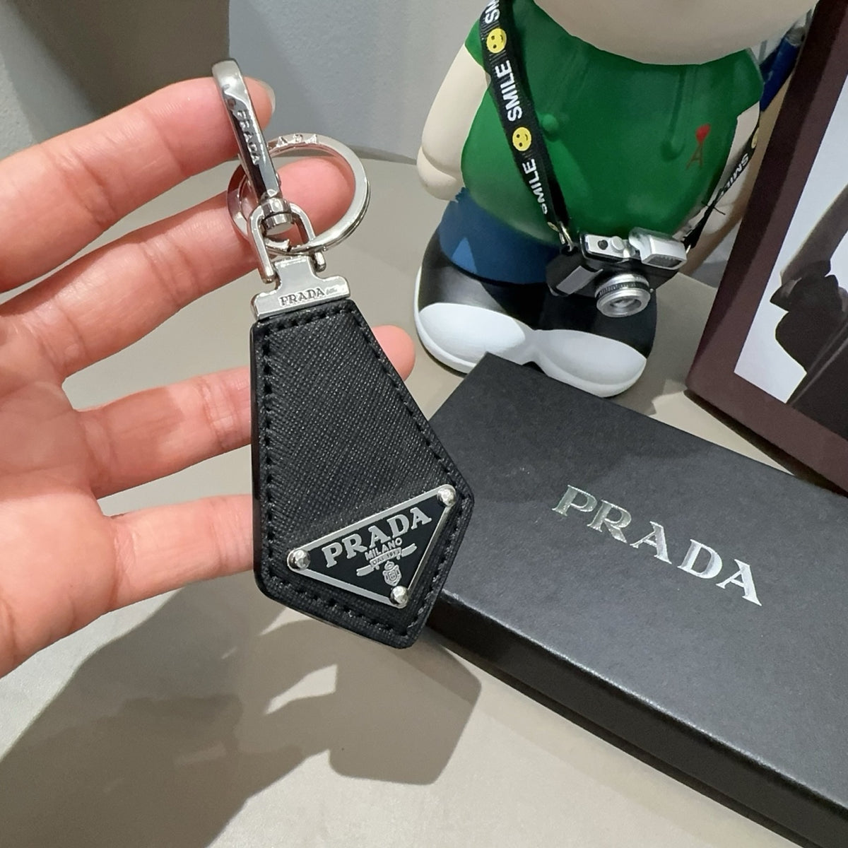 PRADA Logo Bag Charm Keychain