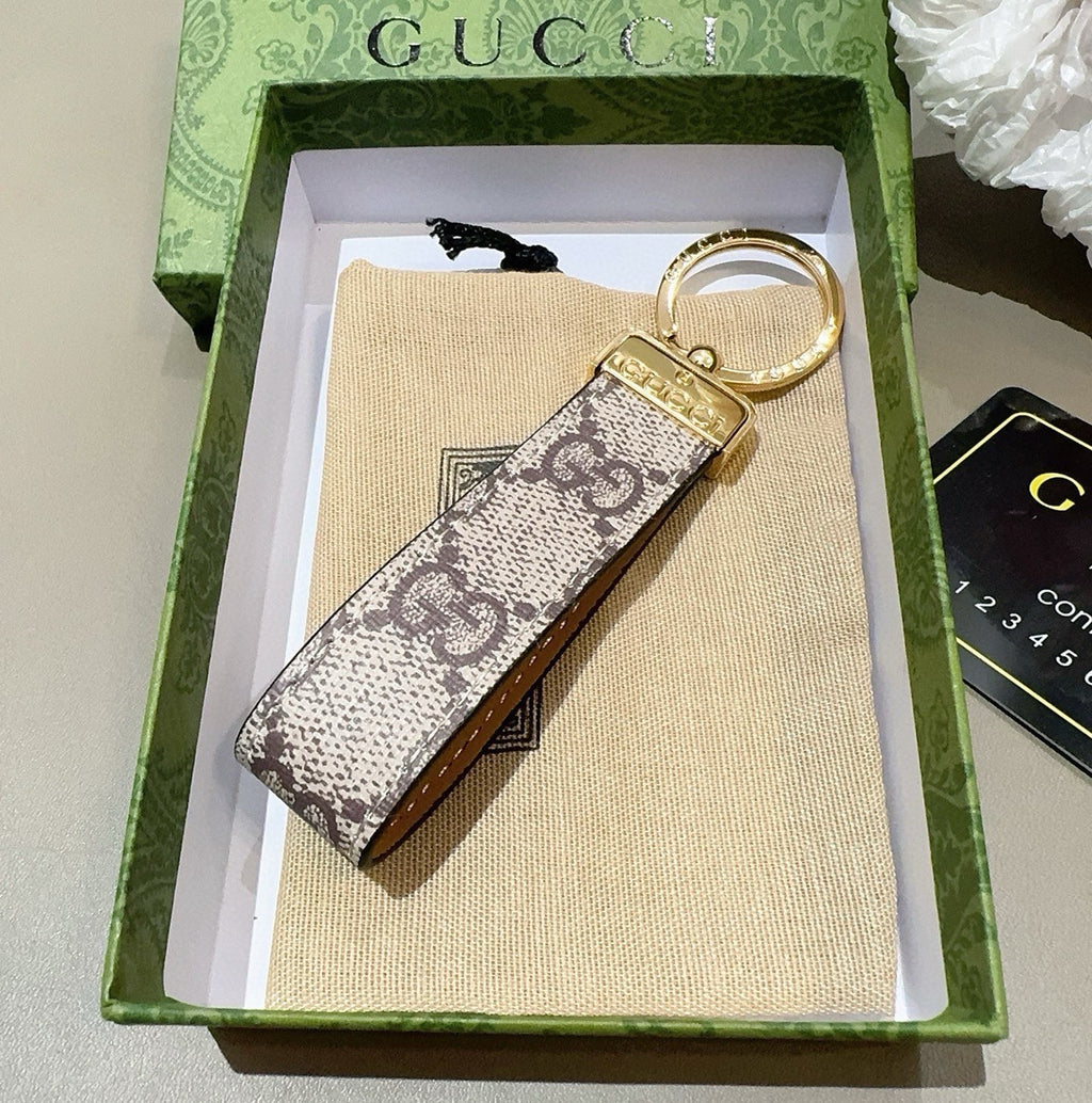 GUCCI Canvas Metal Bag Charm Keychain