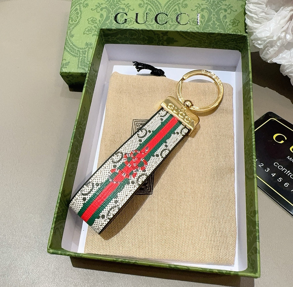 GUCCI Canvas Metal Bag Charm Keychain