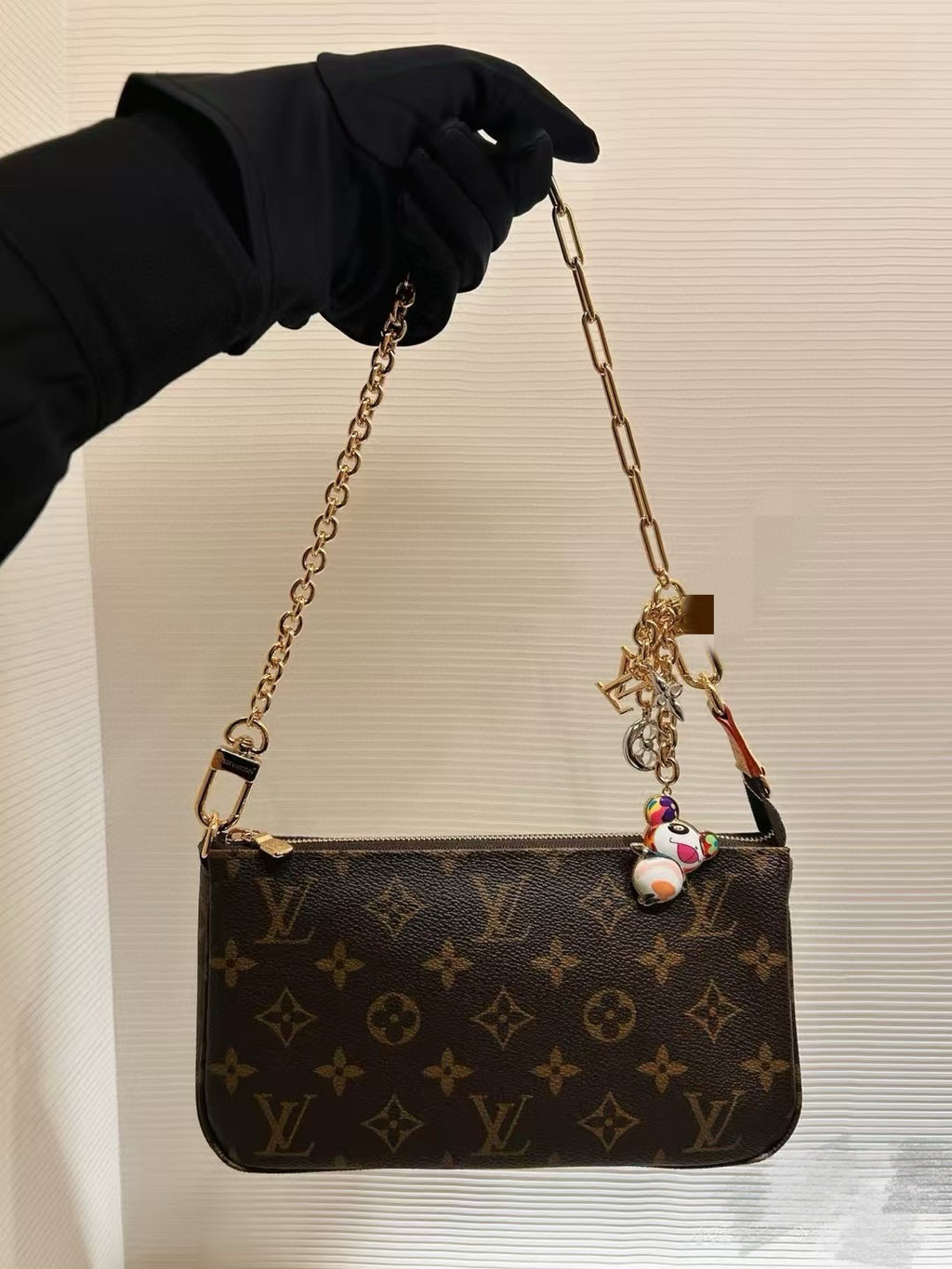 LOUIS VUITTON Canvas Metal Bag Charm Keychain