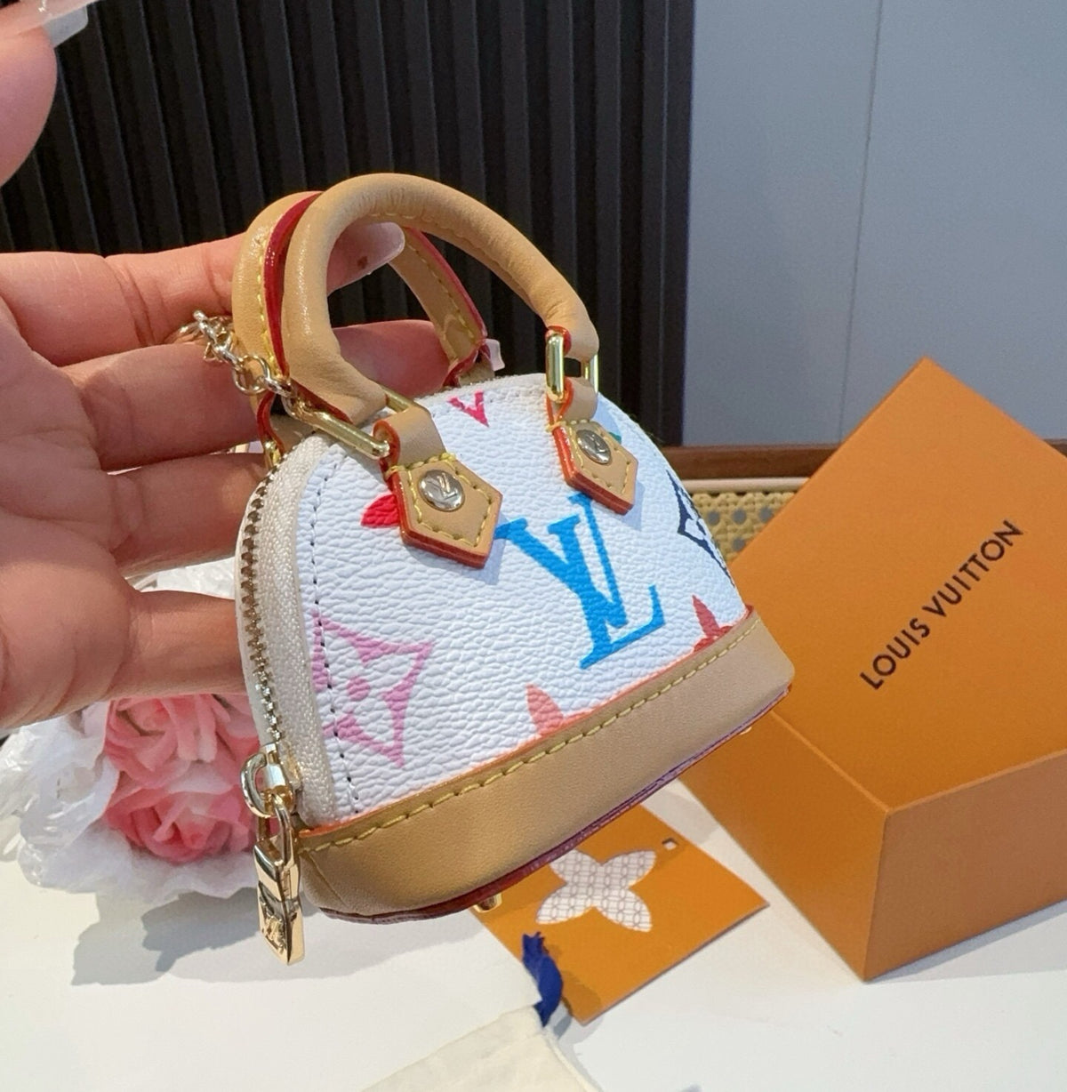 LOUIS VUITTON Canvas Metal Mini Bag Bag Charm
