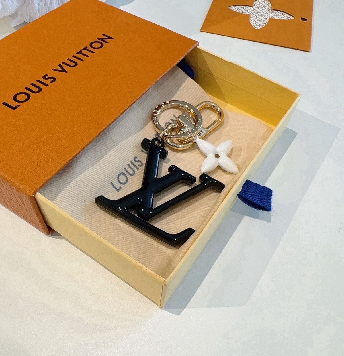 LOUIS VUITTON M02468 Brass Flower Bag Charm Keychain