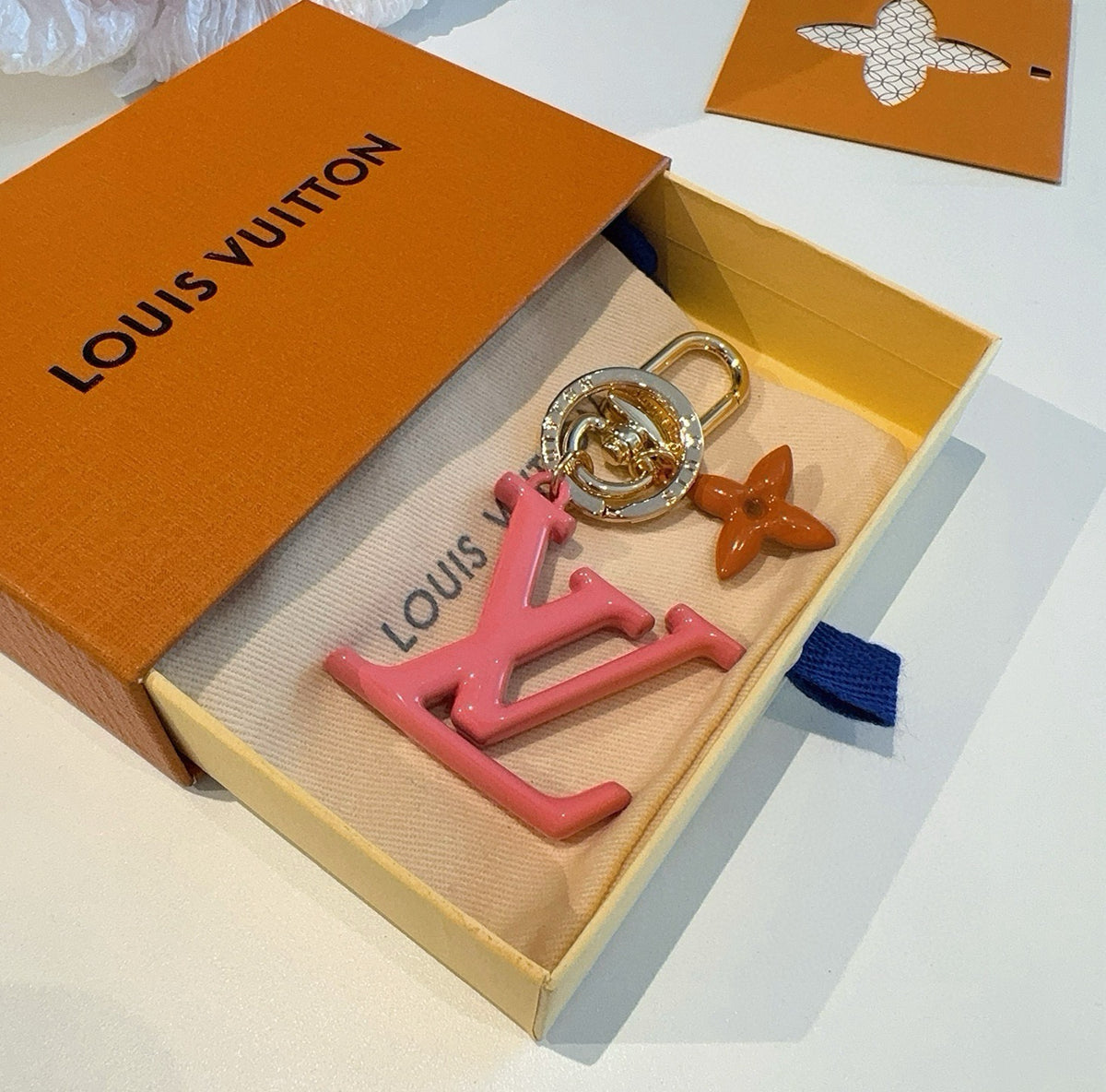 LOUIS VUITTON M02468 Brass Flower Bag Charm Keychain