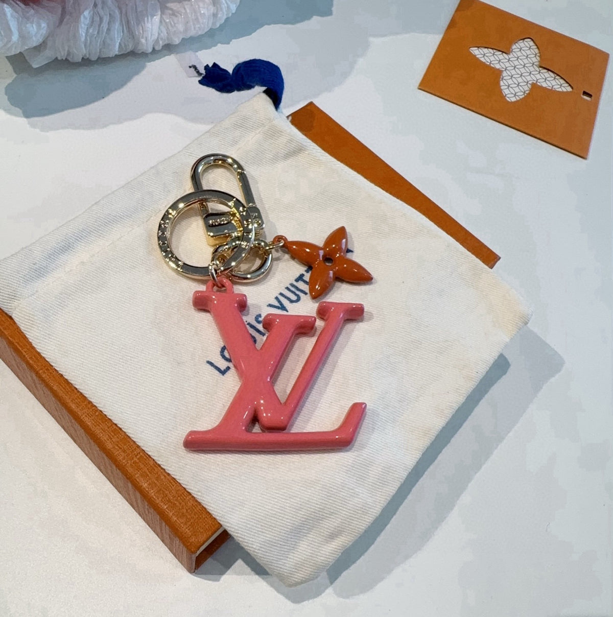 LOUIS VUITTON M02468 Brass Flower Bag Charm Keychain