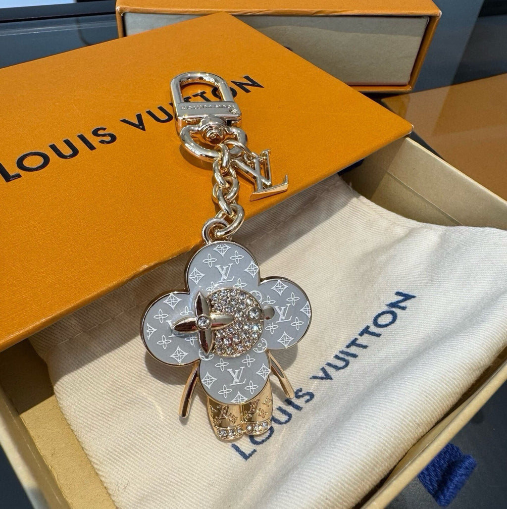LOUIS VUITTON Canvas Flower Bag Charm Keychain
