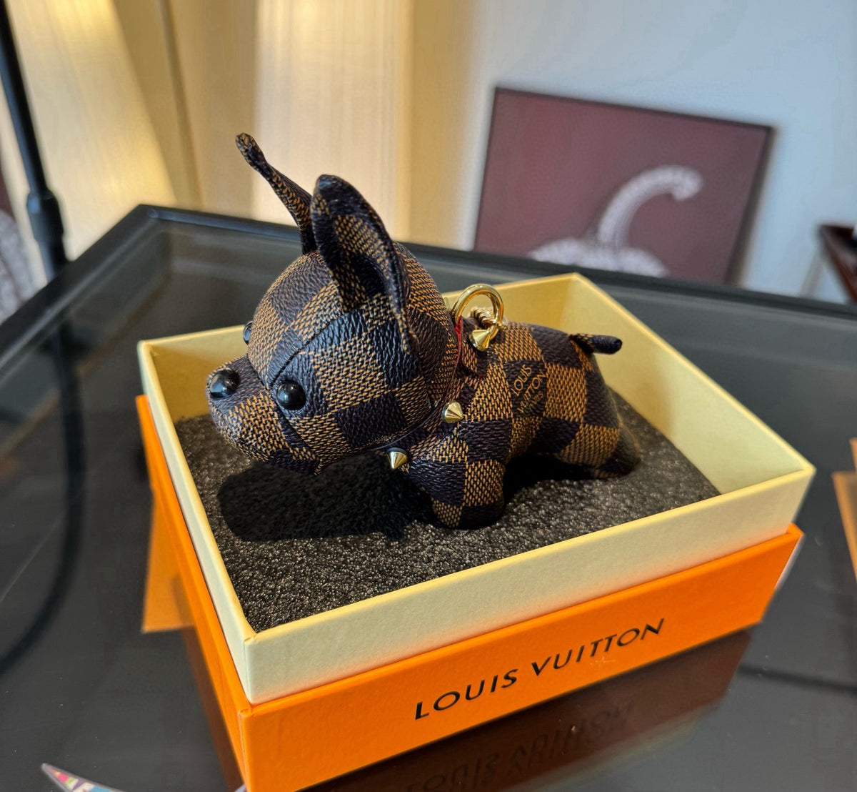 LOUIS VUITTON Metal Logo Keychain