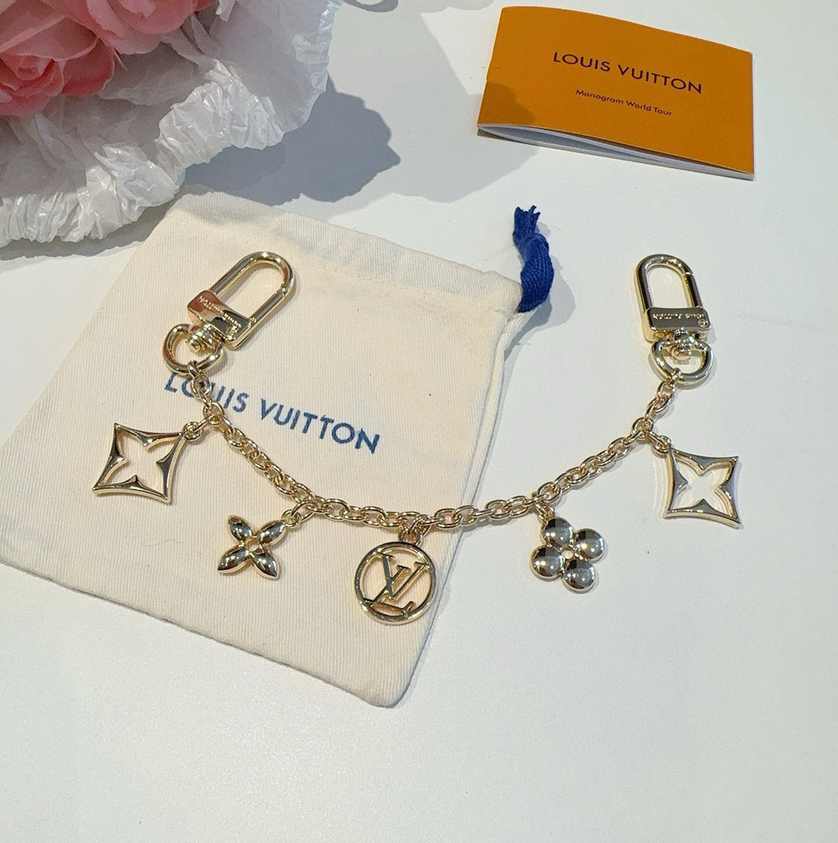 LOUIS VUITTON M01188 Canvas Flower Bag Charm Keychain